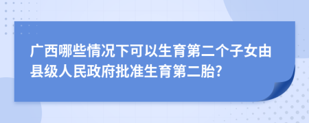 广西哪些情况下可以生育第二个子女由县级人民政府批准生育第二胎?