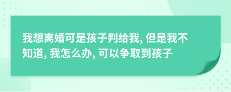 我想离婚可是孩子判给我, 但是我不知道, 我怎么办, 可以争取到孩子