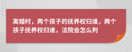 离婚时，两个孩子的抚养权归谁，两个孩子抚养权归谁，法院会怎么判