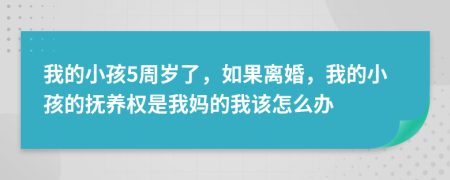 我的小孩5周岁了，如果离婚，我的小孩的抚养权是我妈的我该怎么办