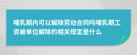 哺乳期内可以解除劳动合同吗哺乳期工资被单位解除的相关规定是什么