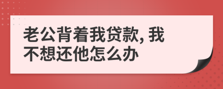 老公背着我贷款, 我不想还他怎么办