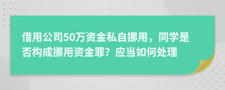 借用公司50万资金私自挪用，同学是否构成挪用资金罪？应当如何处理