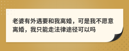 老婆有外遇要和我离婚，可是我不愿意离婚，我只能走法律途径可以吗