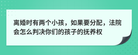 离婚时有两个小孩，如果要分配，法院会怎么判决你们的孩子的抚养权