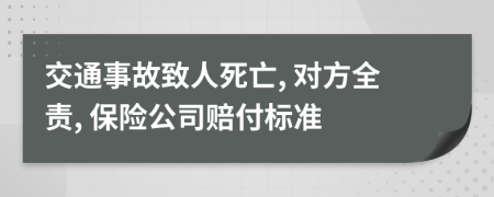 交通事故致人死亡, 对方全责, 保险公司赔付标准