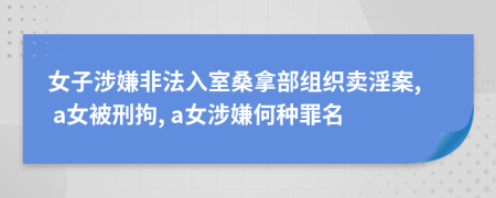 女子涉嫌非法入室桑拿部组织卖淫案, a女被刑拘, a女涉嫌何种罪名