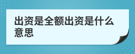 出资是全额出资是什么意思