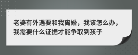 老婆有外遇要和我离婚，我该怎么办，我需要什么证据才能争取到孩子