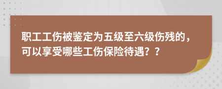 职工工伤被鉴定为五级至六级伤残的，可以享受哪些工伤保险待遇？？