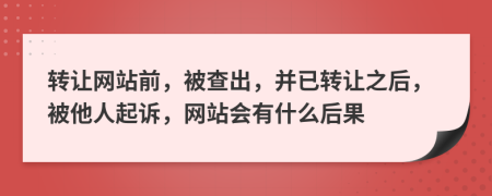 转让网站前，被查出，并已转让之后，被他人起诉，网站会有什么后果