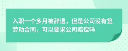 入职一个多月被辞退，但是公司没有签劳动合同，可以要求公司赔偿吗