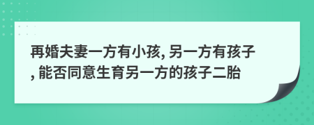 再婚夫妻一方有小孩, 另一方有孩子, 能否同意生育另一方的孩子二胎