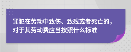 罪犯在劳动中致伤、致残或者死亡的，对于其劳动费应当按照什么标准