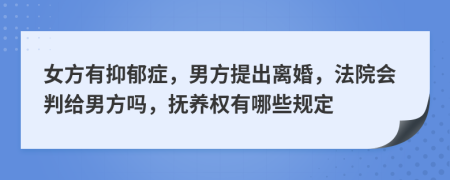 女方有抑郁症，男方提出离婚，法院会判给男方吗，抚养权有哪些规定