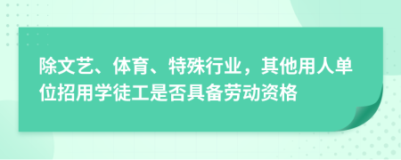 除文艺、体育、特殊行业，其他用人单位招用学徒工是否具备劳动资格