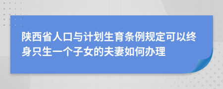 陕西省人口与计划生育条例规定可以终身只生一个子女的夫妻如何办理