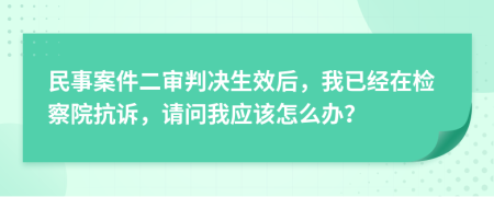 民事案件二审判决生效后，我已经在检察院抗诉，请问我应该怎么办？