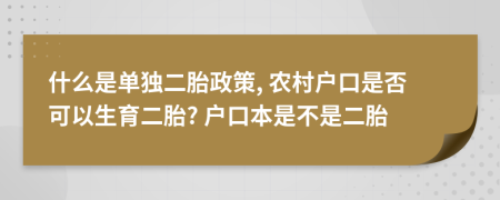 什么是单独二胎政策, 农村户口是否可以生育二胎? 户口本是不是二胎