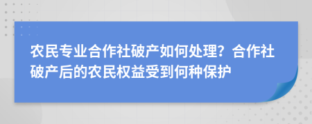 农民专业合作社破产如何处理？合作社破产后的农民权益受到何种保护