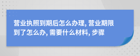 营业执照到期后怎么办理, 营业期限到了怎么办, 需要什么材料, 步骤