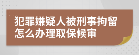 犯罪嫌疑人被刑事拘留怎么办理取保候审