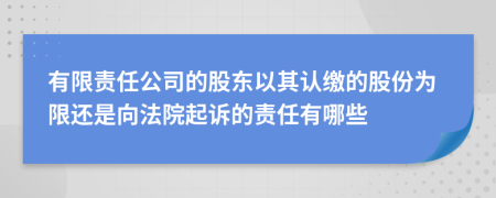 有限责任公司的股东以其认缴的股份为限还是向法院起诉的责任有哪些