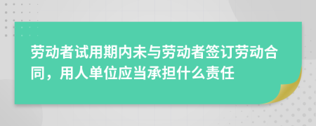 劳动者试用期内未与劳动者签订劳动合同，用人单位应当承担什么责任