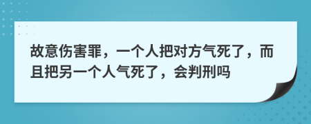 故意伤害罪，一个人把对方气死了，而且把另一个人气死了，会判刑吗