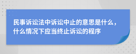 民事诉讼法中诉讼中止的意思是什么，什么情况下应当终止诉讼的程序