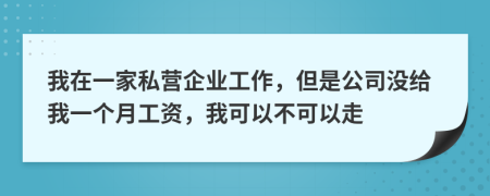 我在一家私营企业工作，但是公司没给我一个月工资，我可以不可以走