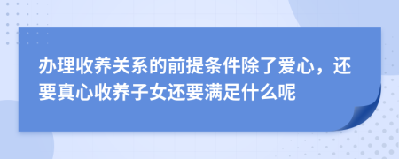 办理收养关系的前提条件除了爱心，还要真心收养子女还要满足什么呢