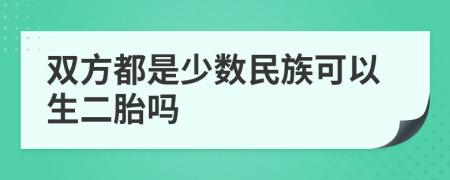 双方都是少数民族可以生二胎吗