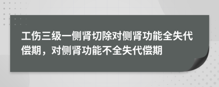 工伤三级一侧肾切除对侧肾功能全失代偿期，对侧肾功能不全失代偿期