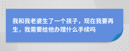 我和我老婆生了一个孩子，现在我要再生，我需要给他办理什么手续吗