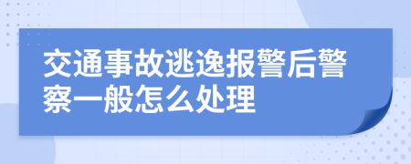 交通事故逃逸报警后警察一般怎么处理