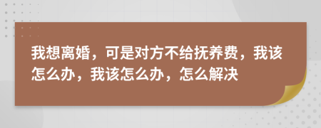 我想离婚，可是对方不给抚养费，我该怎么办，我该怎么办，怎么解决