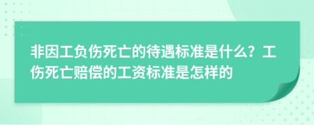 非因工负伤死亡的待遇标准是什么？工伤死亡赔偿的工资标准是怎样的