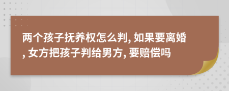 两个孩子抚养权怎么判, 如果要离婚, 女方把孩子判给男方, 要赔偿吗