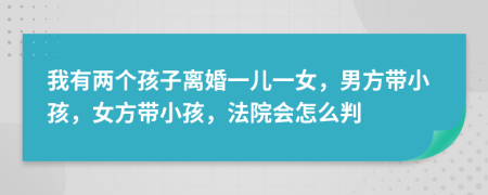 我有两个孩子离婚一儿一女，男方带小孩，女方带小孩，法院会怎么判