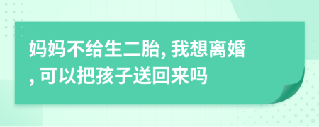 妈妈不给生二胎, 我想离婚, 可以把孩子送回来吗