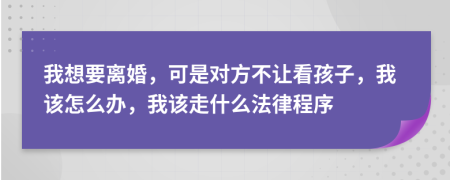 我想要离婚，可是对方不让看孩子，我该怎么办，我该走什么法律程序