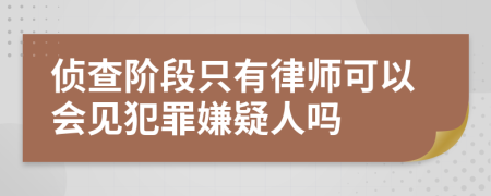 侦查阶段只有律师可以会见犯罪嫌疑人吗