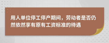 用人单位停工停产期间，劳动者是否仍然依然享有原有工资标准的待遇