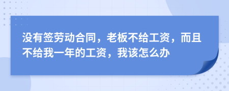 没有签劳动合同，老板不给工资，而且不给我一年的工资，我该怎么办