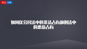 如何区分民法中的非法占有和刑法中的恶意占有