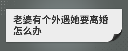 老婆有个外遇她要离婚怎么办