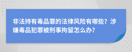 非法持有毒品罪的法律风险有哪些？涉嫌毒品犯罪被刑事拘留怎么办？