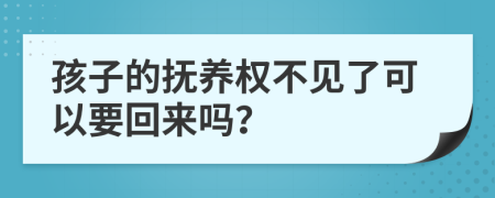 孩子的抚养权不见了可以要回来吗？