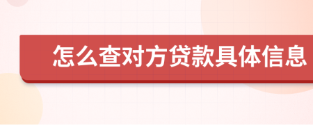 怎么查对方贷款具体信息